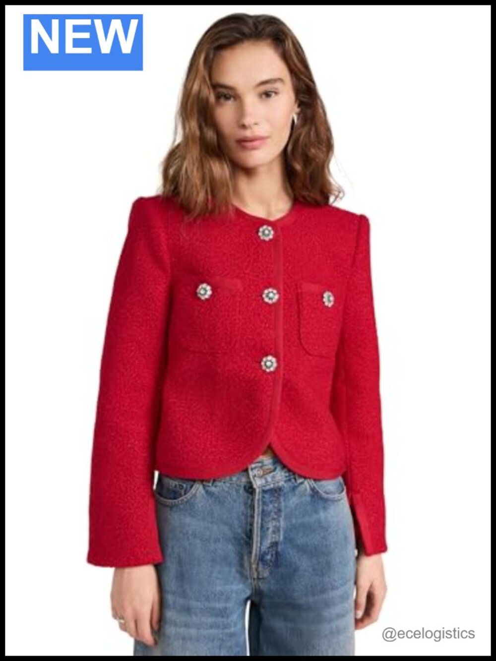 Teddy Boucle Women's Junia Jacket Buttons Long Sleeve Slim Fit